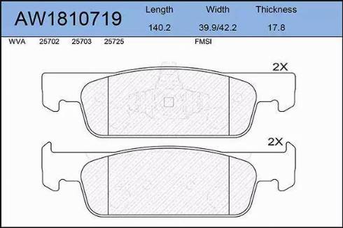 Aywiparts AW1810719 - Brake Pad Set, disc brake car-mod.net