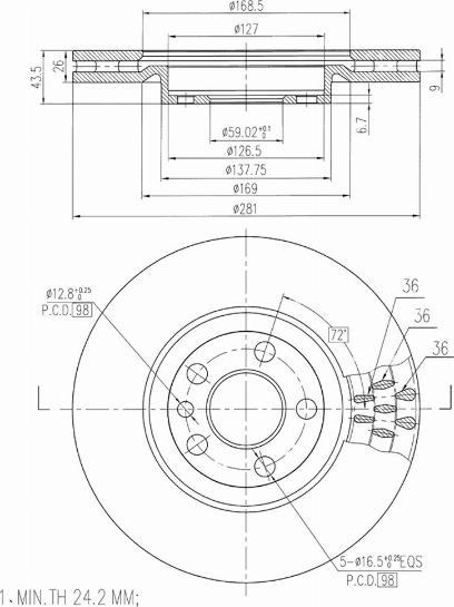 A.Z. Meisterteile AZMT-44-024-1490 - Brake Disc car-mod.net