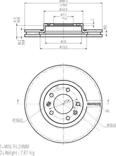 A.Z. Meisterteile AZMT-44-024-1077 - Brake Disc car-mod.net