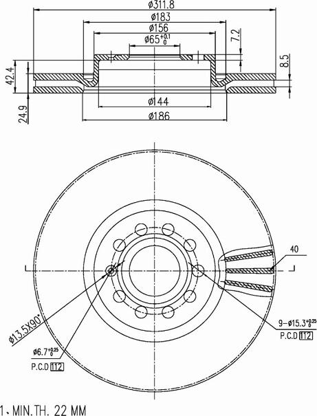 A.Z. Meisterteile AZMT-44-024-1187 - Brake Disc car-mod.net