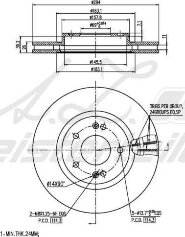 A.Z. Meisterteile AZMT-44-024-1848 - Brake Disc car-mod.net