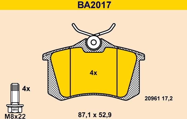 Barum BA2017 - Brake Pad Set, disc brake car-mod.net