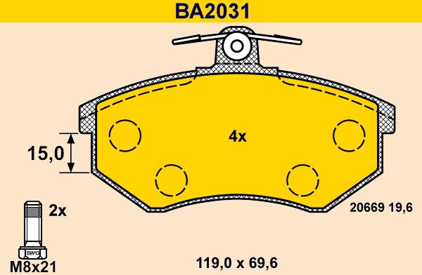Barum BA2031 - Brake Pad Set, disc brake car-mod.net
