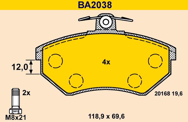 Barum BA2038 - Brake Pad Set, disc brake car-mod.net