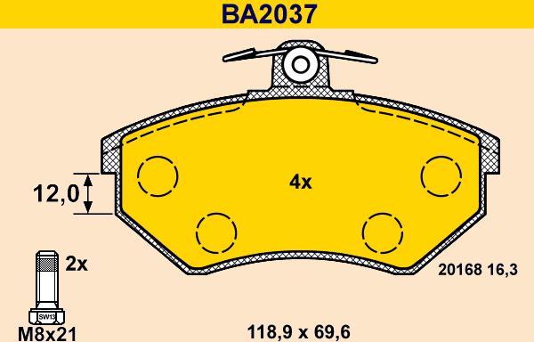 Barum BA2037 - Brake Pad Set, disc brake car-mod.net