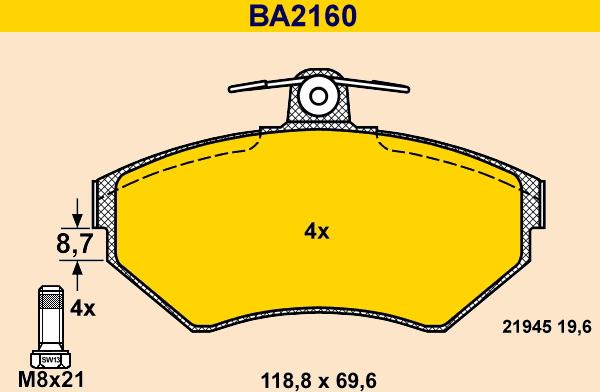 Barum BA2160 - Brake Pad Set, disc brake car-mod.net