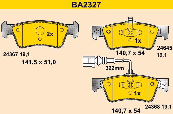 Barum BA2327 - Brake Pad Set, disc brake car-mod.net