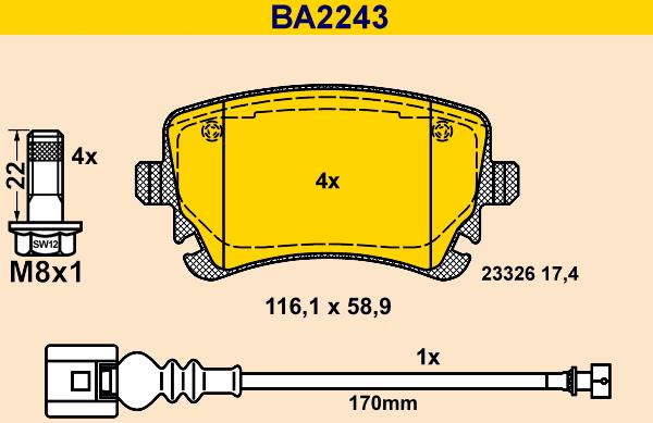 Barum BA2243 - Brake Pad Set, disc brake car-mod.net