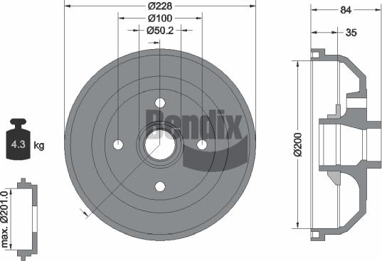 BENDIX Braking BDM1048 - Brake Drum car-mod.net