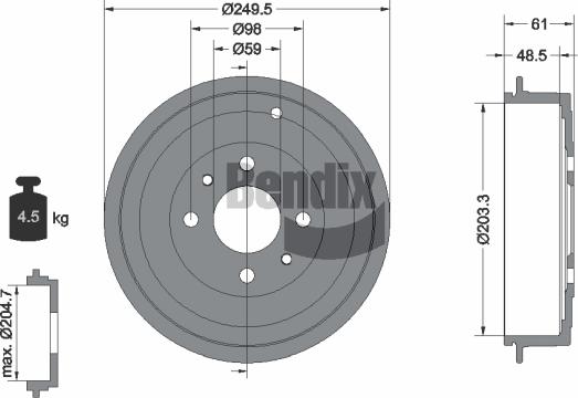 BENDIX Braking BDM1042 - Brake Drum car-mod.net