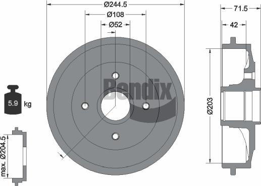BENDIX Braking BDM1069 - Brake Drum car-mod.net