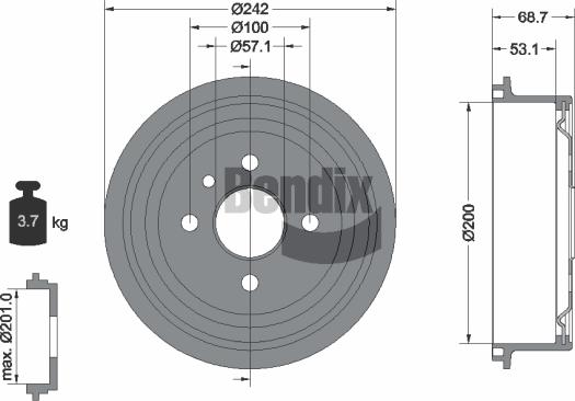 BENDIX Braking BDM1009 - Brake Drum car-mod.net
