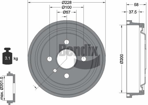 BENDIX Braking BDM1007 - Brake Drum car-mod.net