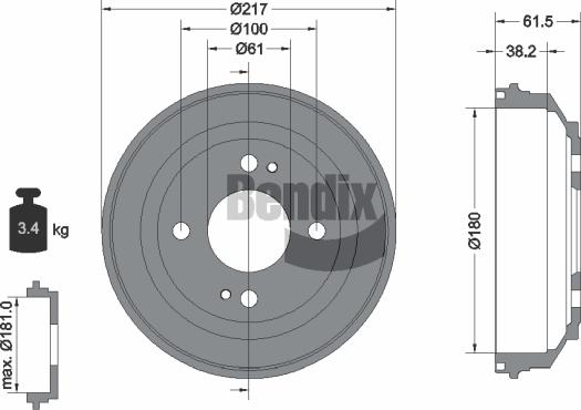 BENDIX Braking BDM1034 - Brake Drum car-mod.net