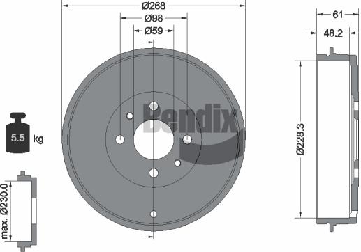 BENDIX Braking BDM1024 - Brake Drum car-mod.net
