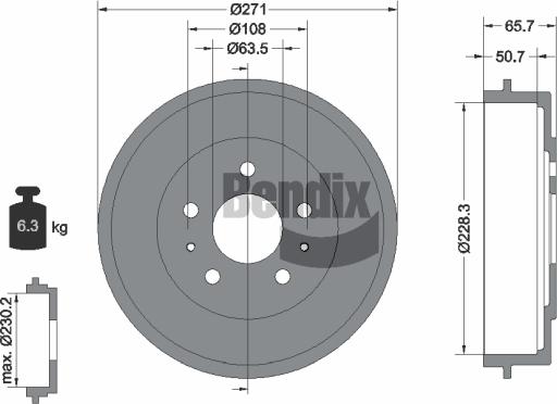 BENDIX Braking BDM1075 - Brake Drum car-mod.net