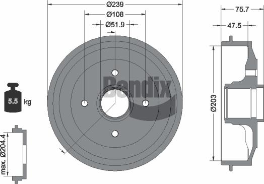 BENDIX Braking BDM1191 - Brake Drum car-mod.net