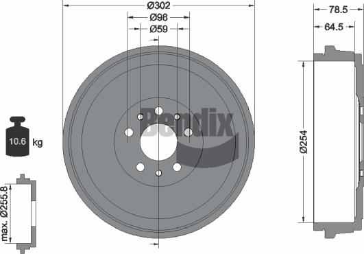 BENDIX Braking BDM1154 - Brake Drum car-mod.net
