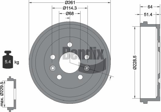 BENDIX Braking BDM1155 - Brake Drum car-mod.net