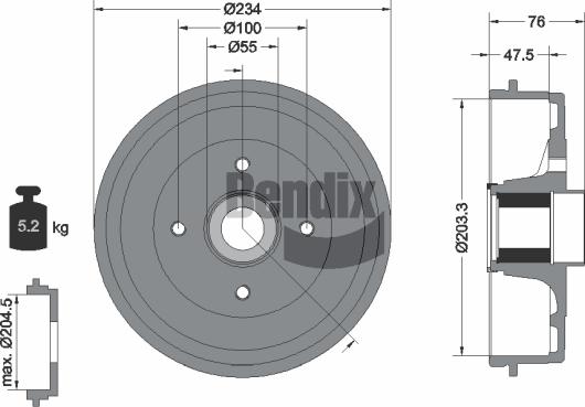 BENDIX Braking BDM1158 - Brake Drum car-mod.net