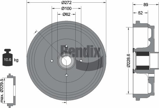 BENDIX Braking BDM1115 - Brake Drum car-mod.net