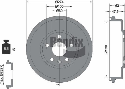 BENDIX Braking BDM1118 - Brake Drum car-mod.net
