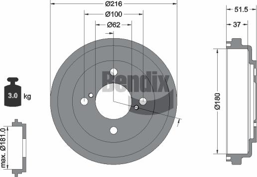 BENDIX Braking BDM1189 - Brake Drum car-mod.net