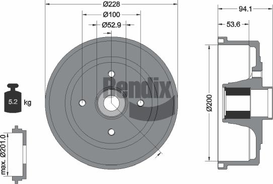 BENDIX Braking BDM1125 - Brake Drum car-mod.net