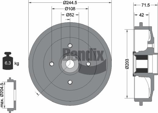 BENDIX Braking BDM1126 - Brake Drum car-mod.net