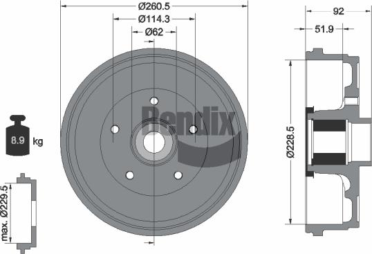 BENDIX Braking BDM1174 - Brake Drum car-mod.net