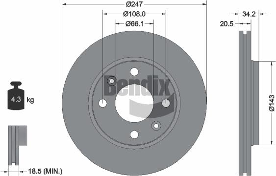 BENDIX Braking BDS1034 - Brake Disc car-mod.net