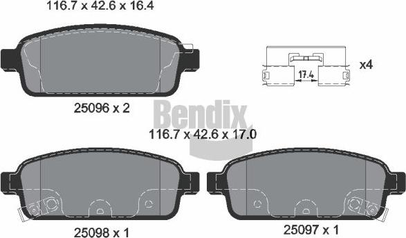 BENDIX Braking BPD1060 - Brake Pad Set, disc brake car-mod.net