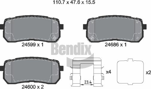 BENDIX Braking BPD2177 - Brake Pad Set, disc brake car-mod.net