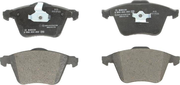BOSCH 0 986 494 492 - Brake Pad Set, disc brake car-mod.net