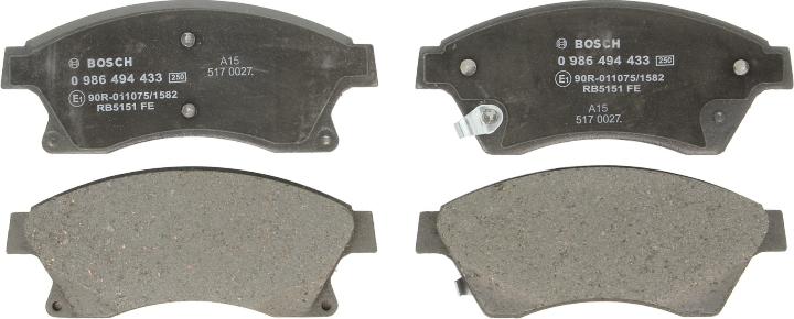 BOSCH 0 986 494 433 - Brake Pad Set, disc brake car-mod.net