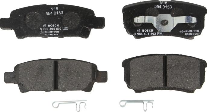 BOSCH 0 986 494 502 - Brake Pad Set, disc brake car-mod.net