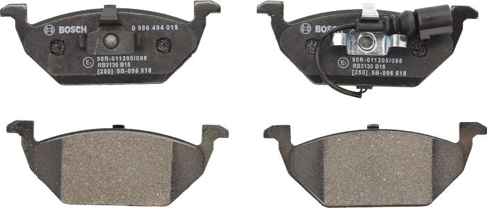BOSCH 0 986 494 019 - Brake Pad Set, disc brake car-mod.net