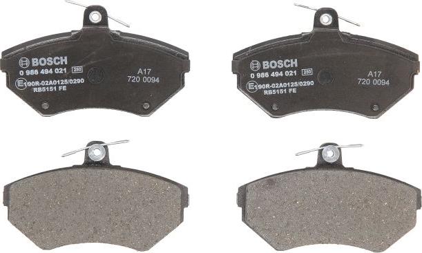 BOSCH 0 986 494 021 - Brake Pad Set, disc brake car-mod.net