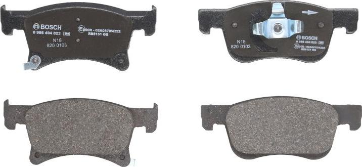 BOSCH 0 986 494 823 - Brake Pad Set, disc brake car-mod.net