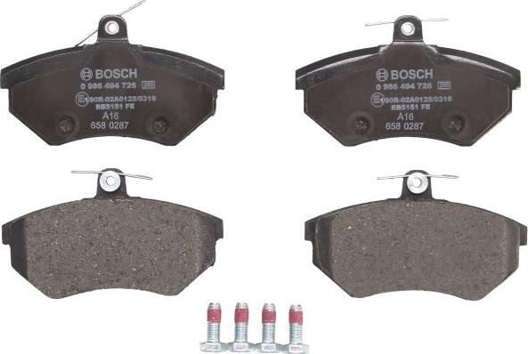 BOSCH 0 986 494 726 - Brake Pad Set, disc brake car-mod.net