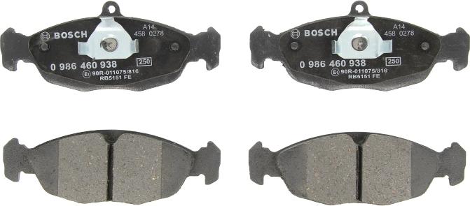 BOSCH 0 986 460 938 - Brake Pad Set, disc brake car-mod.net