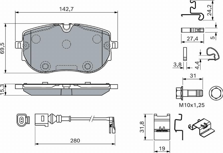 BOSCH 0 986 460 201 - Brake Pad Set, disc brake car-mod.net