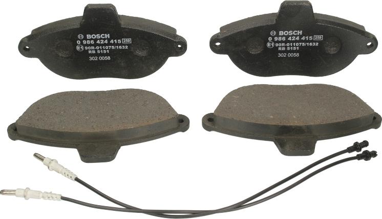 BOSCH 0 986 424 415 - Brake Pad Set, disc brake car-mod.net
