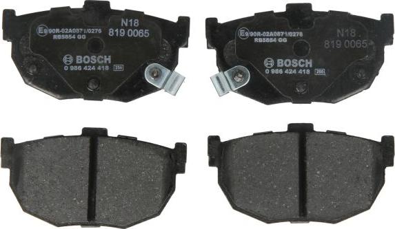 BOSCH 0 986 424 418 - Brake Pad Set, disc brake car-mod.net