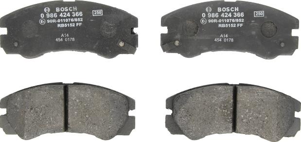 BOSCH 0 986 424 366 - Brake Pad Set, disc brake car-mod.net