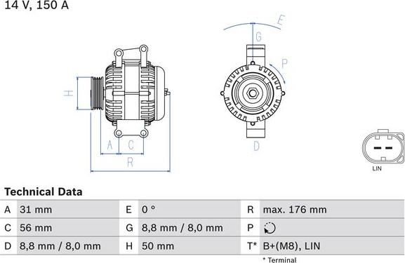 BOSCH 0 986 047 150 - Alternator car-mod.net