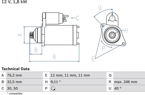 BOSCH 0 986 017 000 - Starter car-mod.net