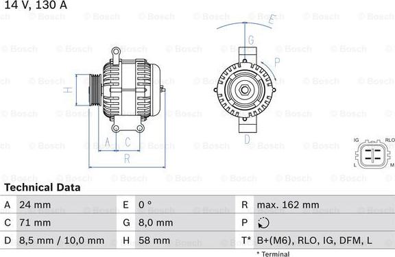 BOSCH 0 986 082 070 - Alternator car-mod.net