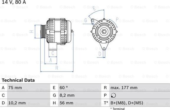 BOSCH 0 986 038 771 - Alternator car-mod.net