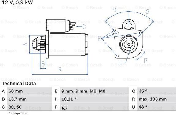 BOSCH 0 986 021 970 - Starter car-mod.net